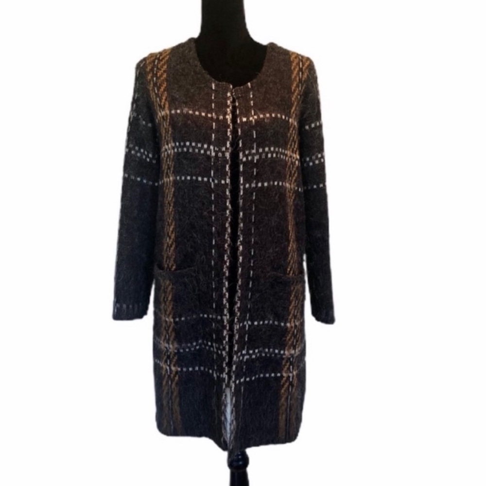 Cleo classic cozy open front long sleeve knit sweater cardigan medium petite
